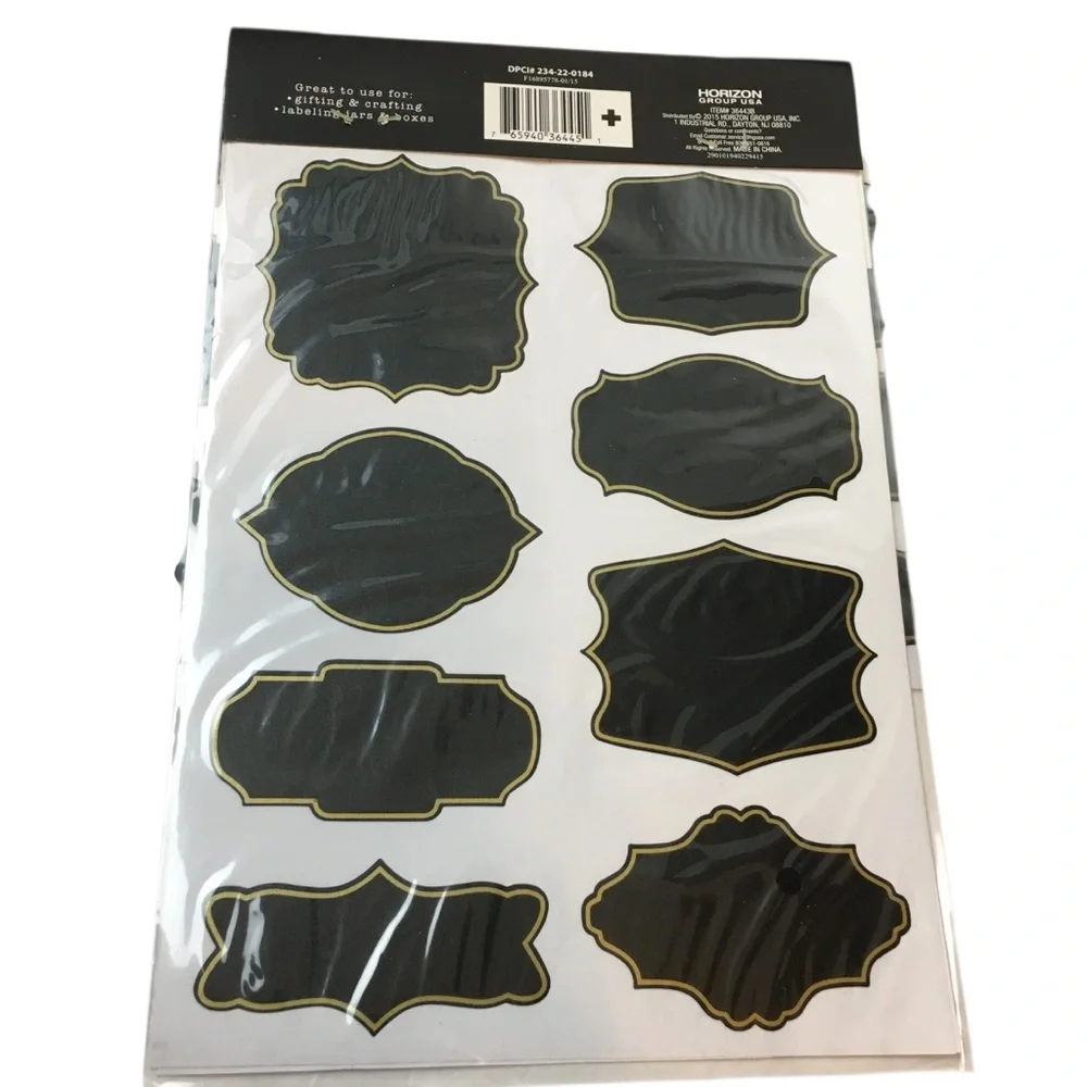 Jar Labels Chalkboard Style Black Organizing Labeling Pantry Crafts Gifts NWT